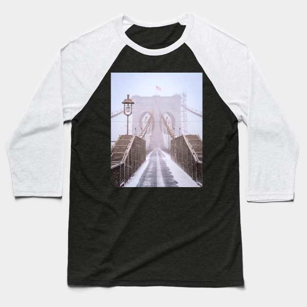 Brooklyn Bridge Winter Baseball T-Shirt by igjustin